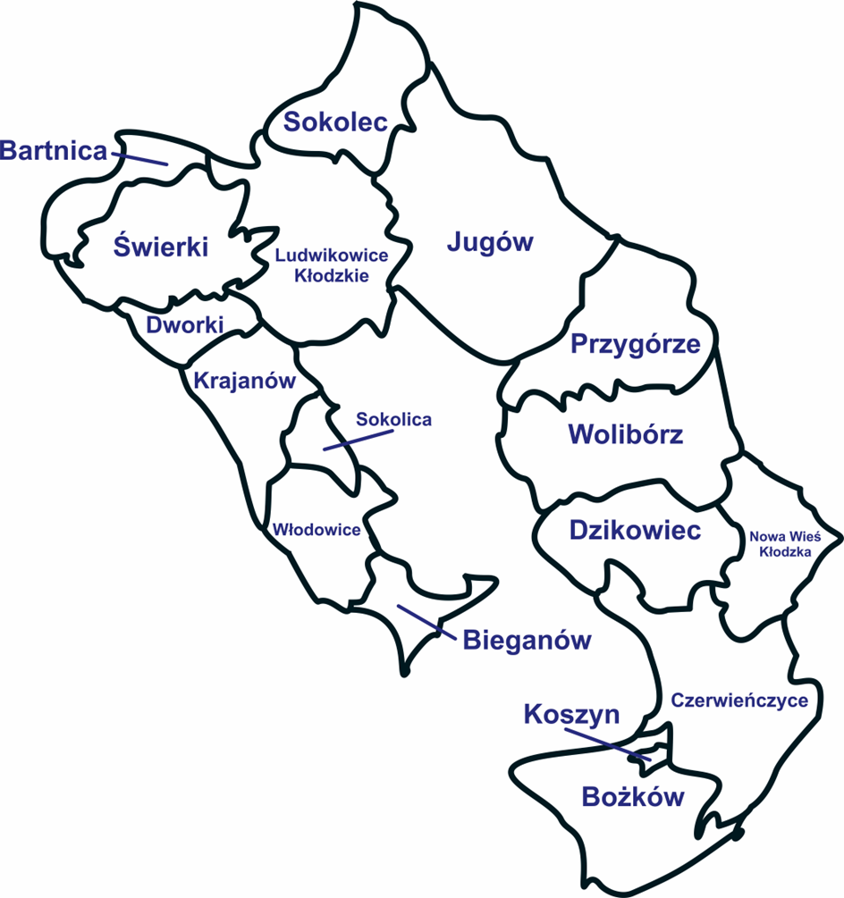 Mapa miejscowości Gminy Nowa Ruda Mapa miejscowości Gminy Nowa Ruda