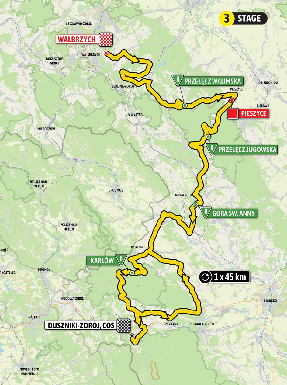 Mapa trzeciego etapu wiedzie m.in. przez Jug&oacute;w i Biegan&oacute;w.
