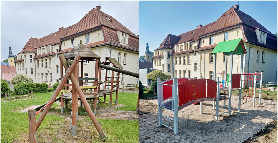 Plac przed i po remoncie