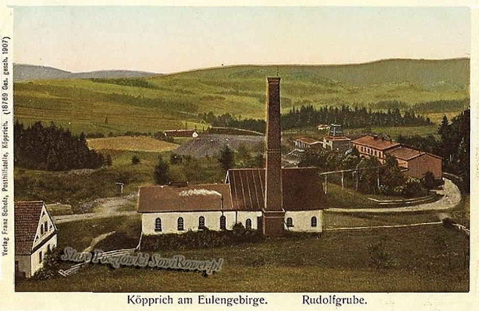 Archiwalne zdjęcie (1907) z budynkami kotłowni i maszynowni szybu 