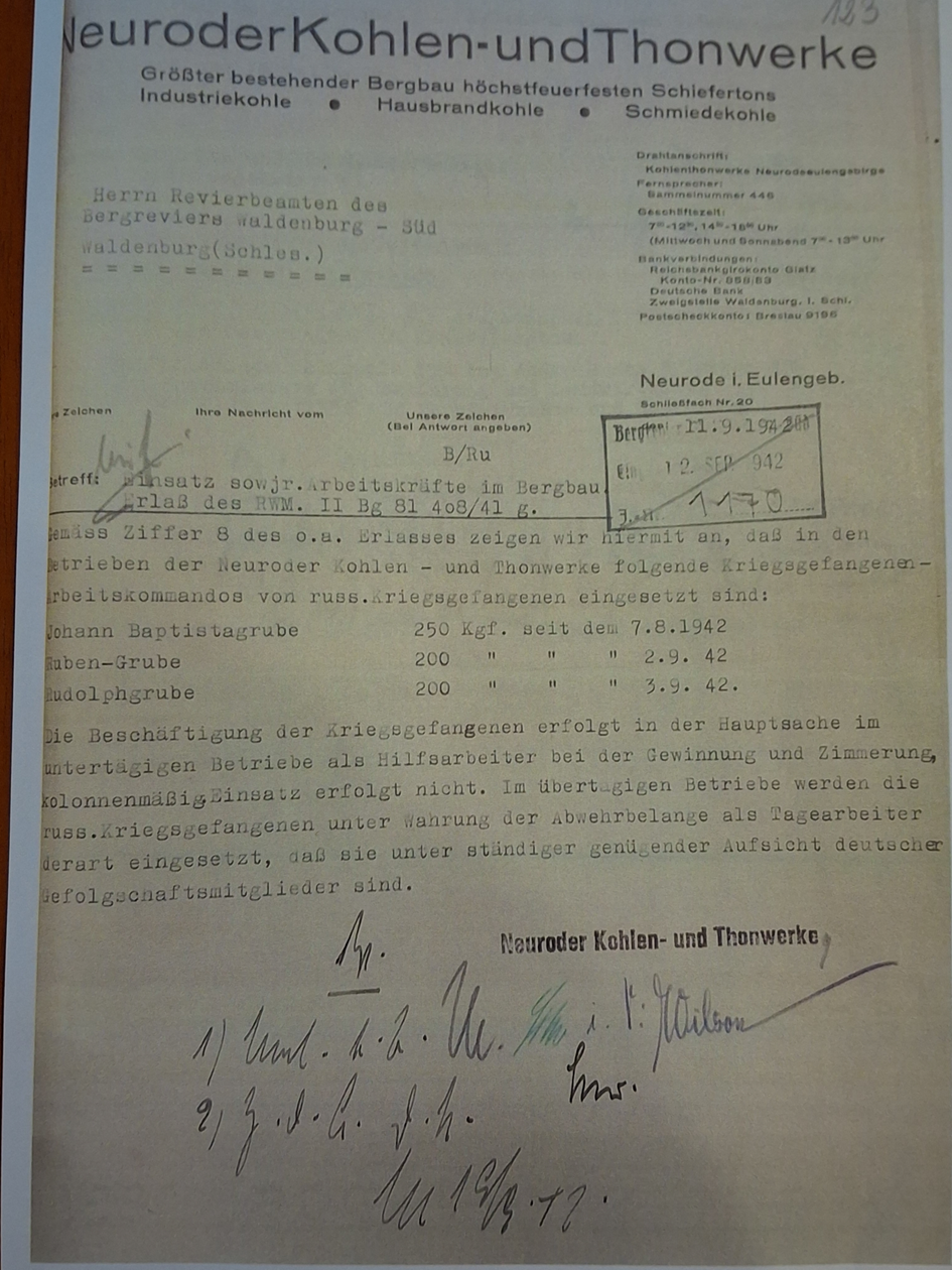 8. Dokument potwierdzający istnienie podobozu niemieckiego w Przyg&oacute;rzu. 1942 r. (zbiory IPN udostępnione przez Towarzystwo Historyczne Ziemi Bożkowskiej)