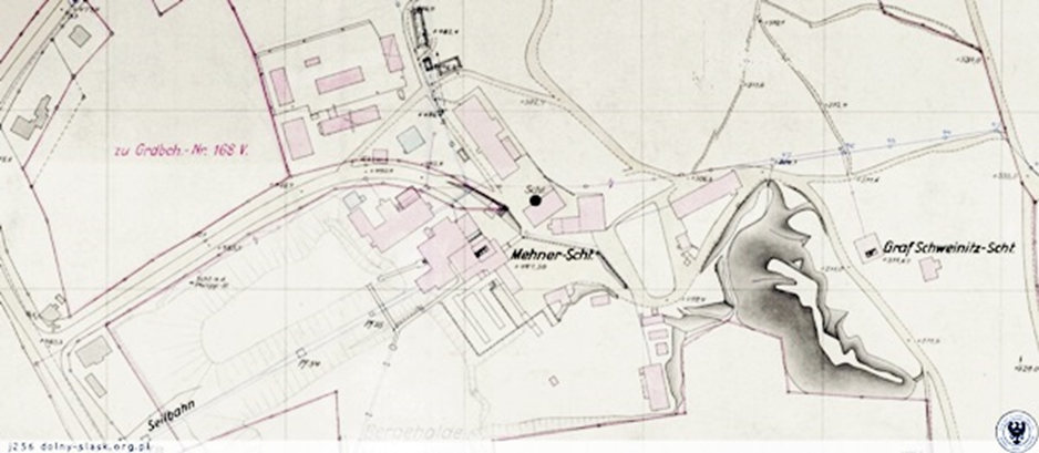 Archiwalna mapa (1931r) z szybem 
