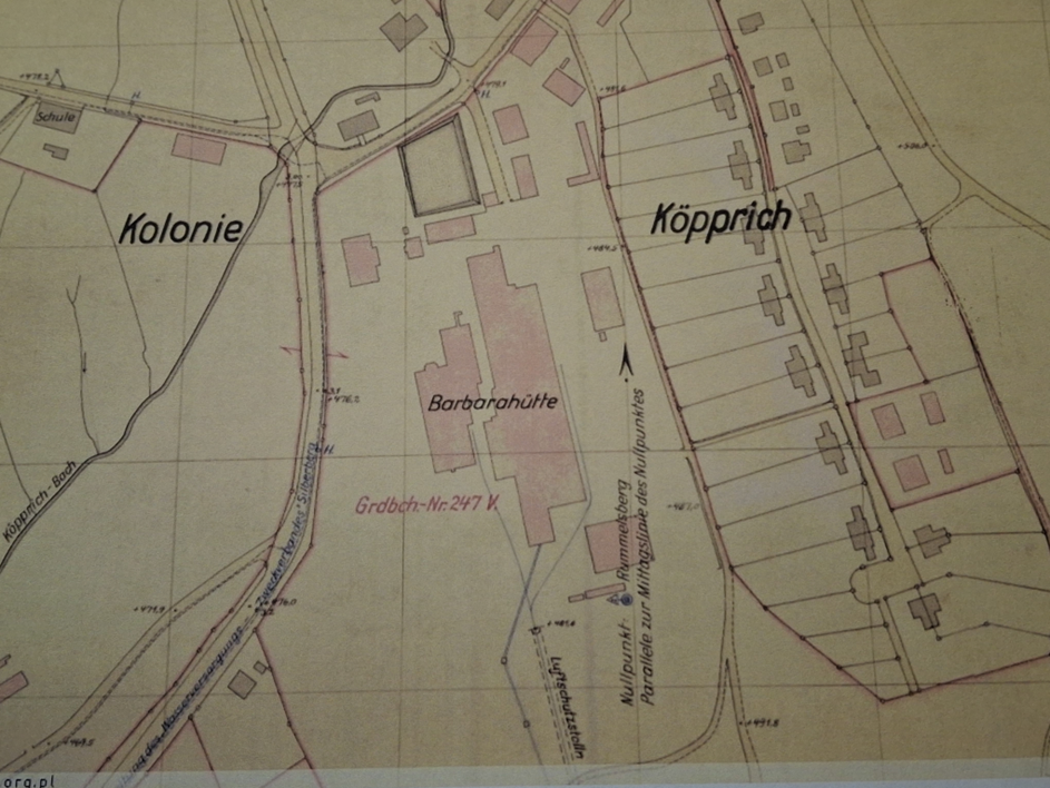 1. Plan K&ouml;pprich z lokalizacją huty, l.1933-1940 (polska-org.pl).